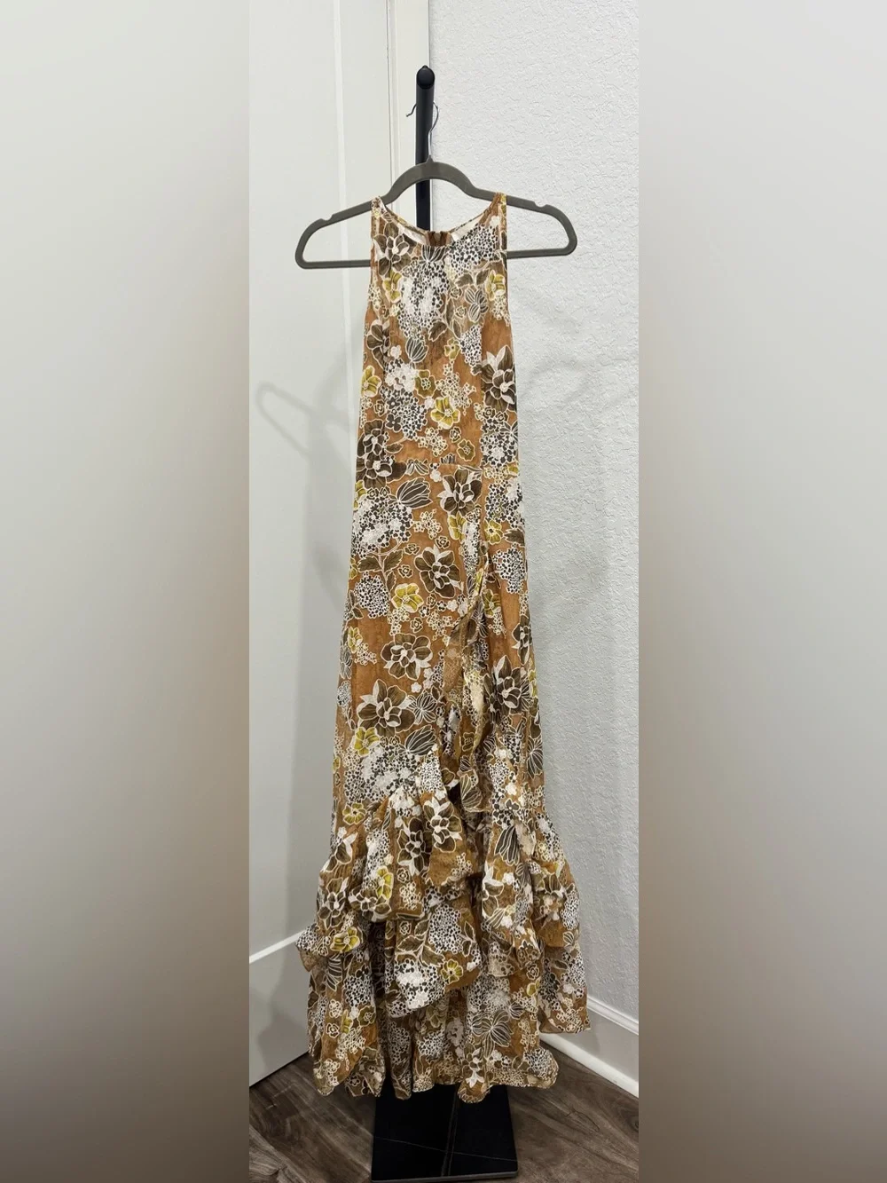 Bronx & Banco Floral Lace Asymmetrical Ruffle Maxi Dress XS - Picture 5 of 13